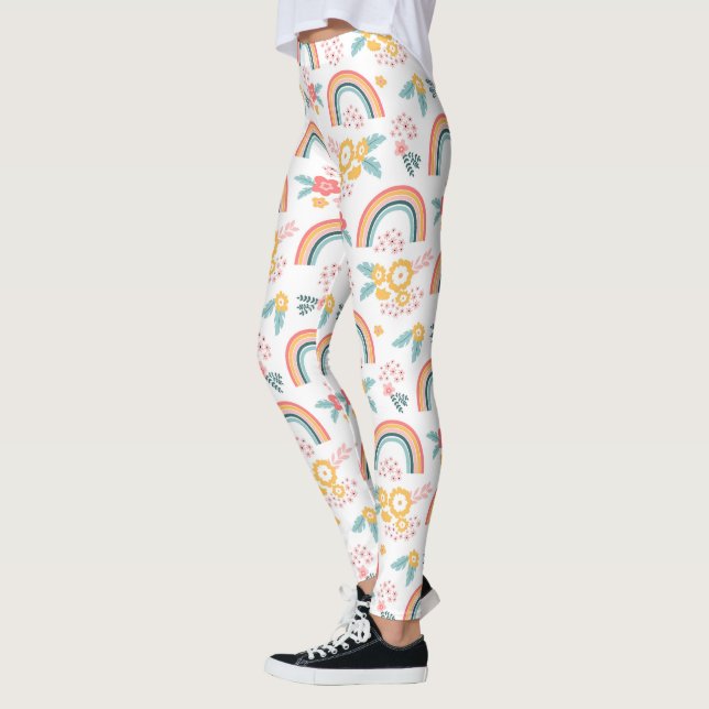 Farbenfrohe Rainbow-Muster Leggings (Links)