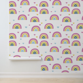Farbenfrohe Rainbow Pastell Muster Peel & Stick Tapete