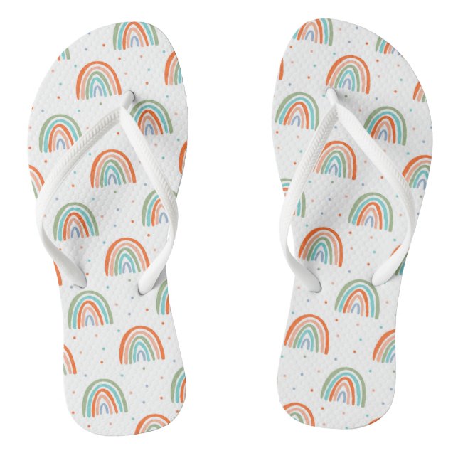 Farbenfrohe Rainbow Polka Dot Pattern Flip Flops (Fußbett)