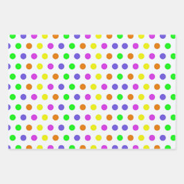 Farbenfrohe Rainbow Polka Dots Muster Geschenkpapier Set