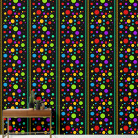 Farbenfrohe Rainbow-Polka-Punkte und -Streifen