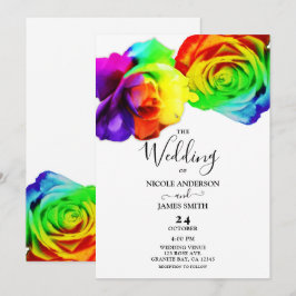 Farbenfrohe Rainbow-Rose kühl, blumenweiße Hochzei Einladung