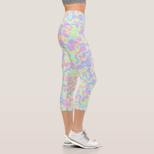 Farbenfrohe Rainbow-Säure-Trip-Marmor Capri Leggings