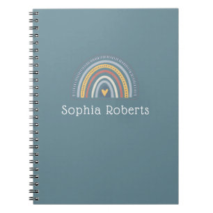 Farbenfrohe Rainbow-Themes Frost Blue Kids Name Notizblock