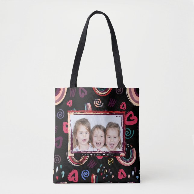 Farbenfrohe Rainbow Tote Taschengestaltung mit tre Tasche (Vorderseite)