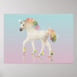 Farbenfrohe Rainbow Unicoron Polygon - Poster Prin