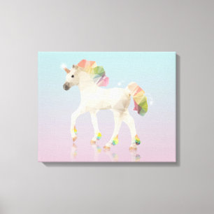 Farbenfrohe Rainbow Unicoron Polygon - Wrapped Can Leinwanddruck