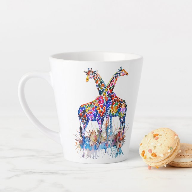 Farbenfrohe Rainbow WasserfarbenGiraffen Personali Milchtasse (Beispiel)