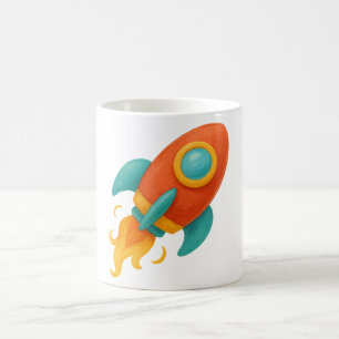 Farbenfrohe Rakete - Tasse für den Aquarellbereich