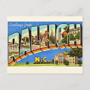Farbenfrohe Raleigh NC Grüße Postkarte
