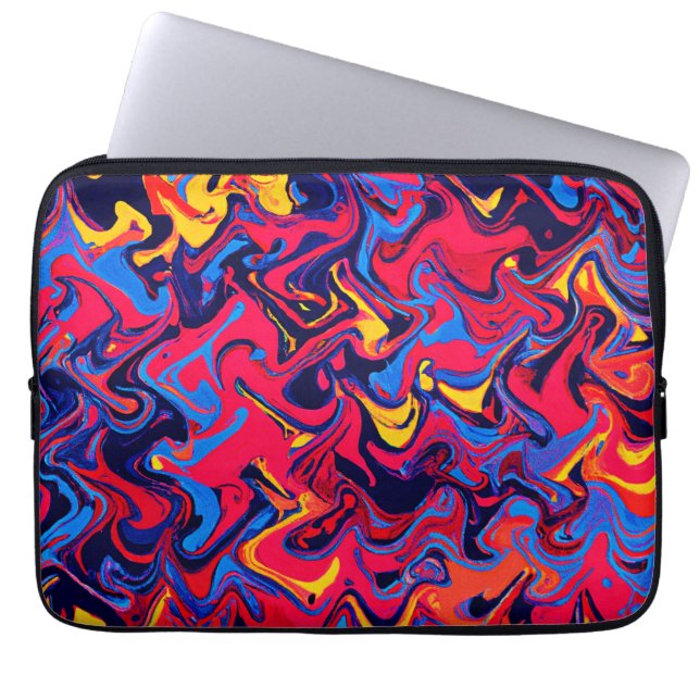 Farbenfrohe Random Waves Muster Laptopschutzhülle (Vorderseite)