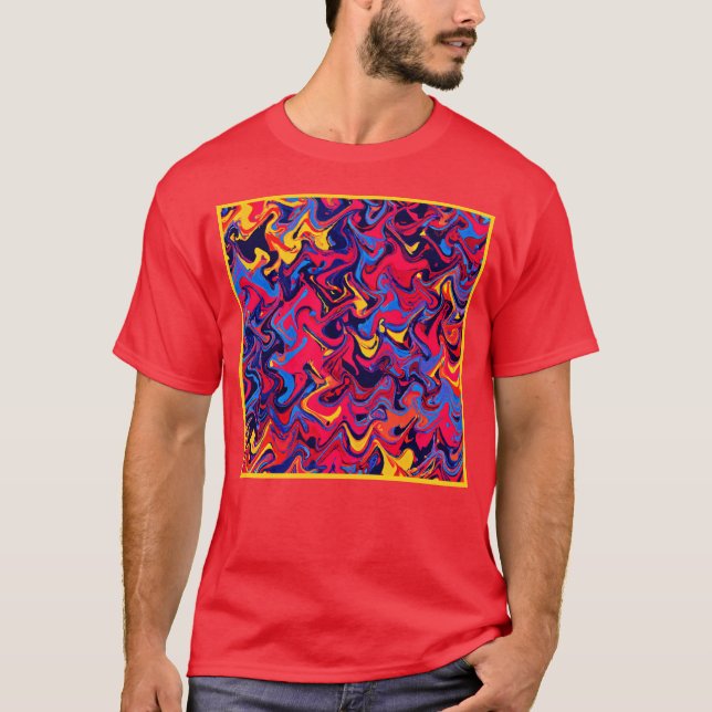 Farbenfrohe Random Waves Muster T-Shirt (Vorderseite)