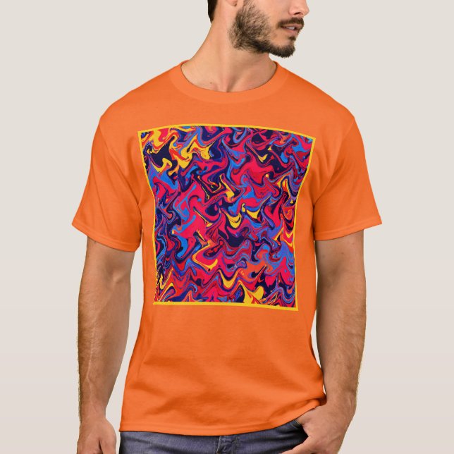Farbenfrohe Random Waves Muster T-Shirt (Vorderseite)