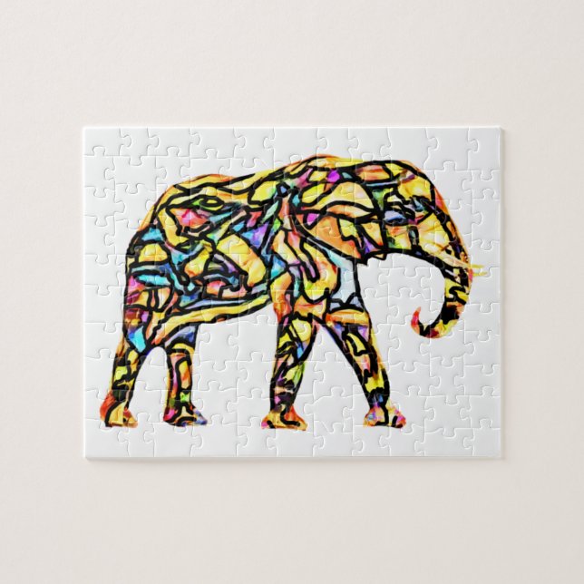 Farbenfrohe Rätsel Elephant Puzzle (Horizontal)