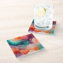 Farbenfrohe Rauch Art Untersetzer