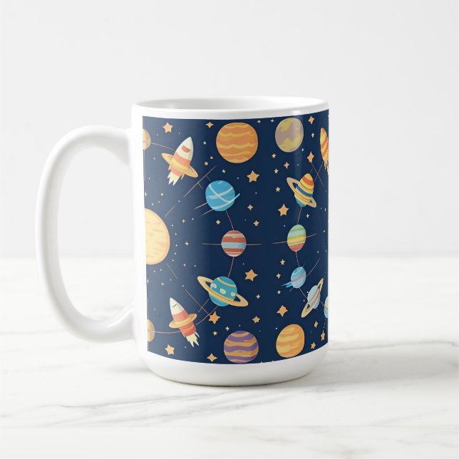 Farbenfrohe Raumgestaltung mit Planeten Kaffeetasse (Links)