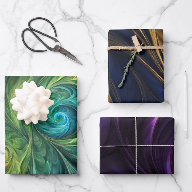 Farbenfrohe, rauschende Muster - Umschlagpapier Geschenkpapier Set (Vorderseite)