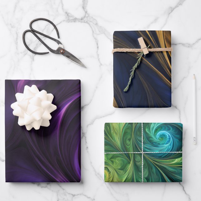 Farbenfrohe, rauschende Muster - Umschlagpapier Geschenkpapier Set (Vorderseite)