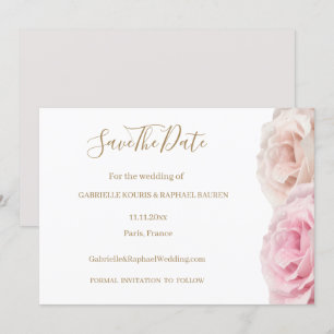 Farbenfrohe Real Rose Save the Date Hochzeit Einladung