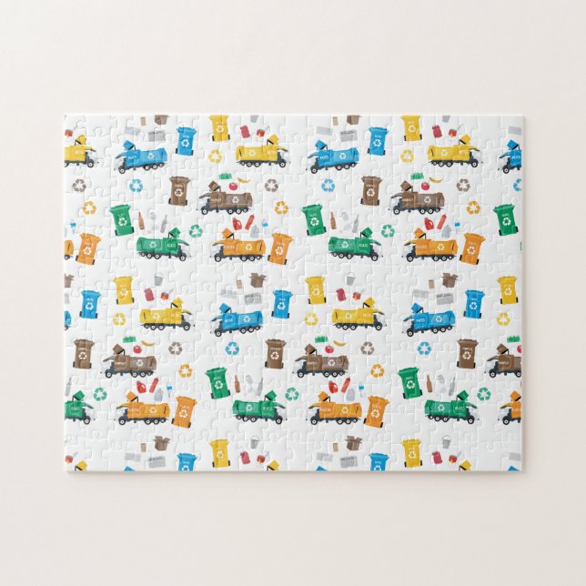Farbenfrohe Recycelnd Garbage Trucks & Bins (Horizontal)
