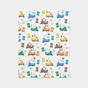 Farbenfrohe Recycelnd Garbage Trucks & Bins Fleecedecke