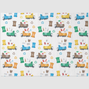 Farbenfrohe Recycelnd Garbage Trucks & Bins Seidenpapier