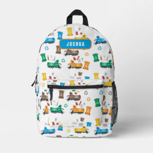 Farbenfrohe Recycelnd Mülltransporter & Bins Name Bedruckter Rucksack