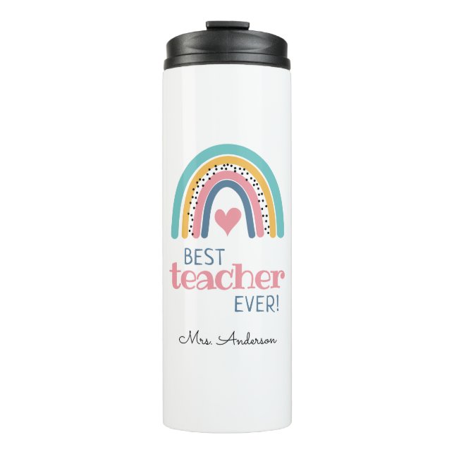 Farbenfrohe Regenbogen Beste Lehrerin je Tote Tasc Thermosbecher (Vorderseite)