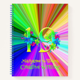Farbenfrohe Regenbogen-Blume für 19-Jährige Notizbuch