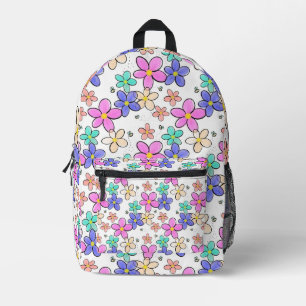farbenfrohe Regenbogen-Blume Hummeln blühend Bedruckter Rucksack
