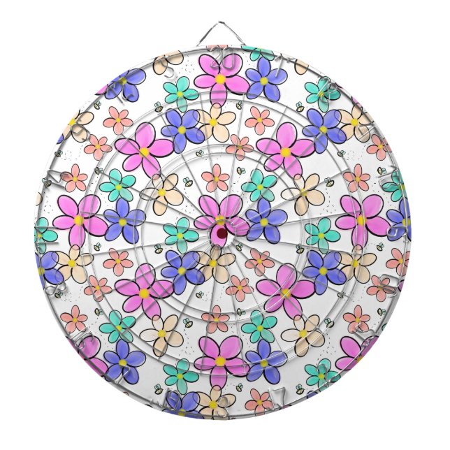farbenfrohe Regenbogen-Blume Hummeln blühend Dartscheibe (vorne)