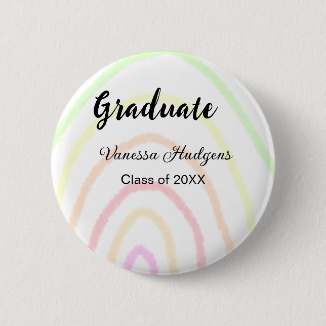 Farbenfrohe Regenbogen-Boho-Abschluss geben Jahr Button (Vorderseite)