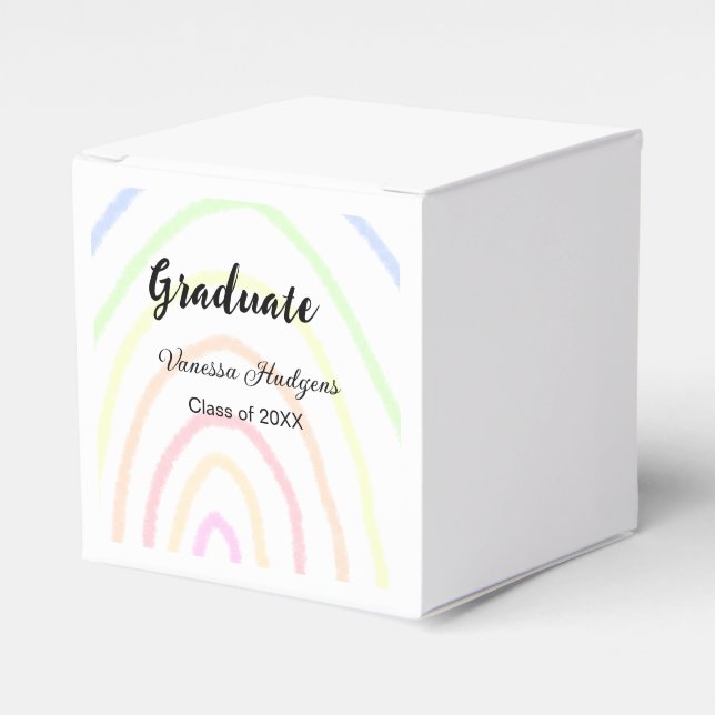 Farbenfrohe Regenbogen-Boho-Abschluss geben Jahr Geschenkschachtel (Vorderseite)