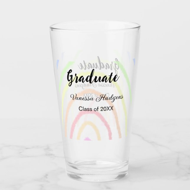 Farbenfrohe Regenbogen-Boho-Abschluss geben Jahr Glas (Vorderseite)