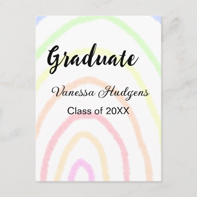 Farbenfrohe Regenbogen-Boho-Abschluss geben Jahr Postkarte (Vorderseite)