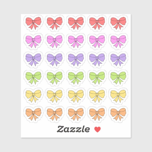 Farbenfrohe Regenbogen-Bow-Ribbons Dekoratives Scr Aufkleber (Blatt)