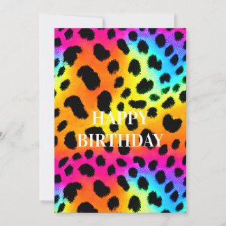Farbenfrohe Regenbogen-Cheetah Feiertagskarte