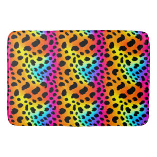 Farbenfrohe Regenbogen-Cheetah Nahtloses Muster Badematte