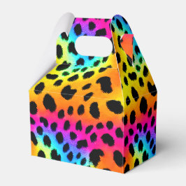 Farbenfrohe Regenbogen-Cheetah Nahtloses Muster Geschenkschachtel