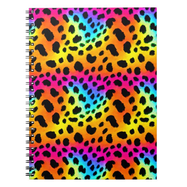Farbenfrohe Regenbogen-Cheetah Nahtloses Muster Notizblock (Vorderseite)