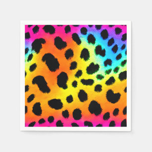 Farbenfrohe Regenbogen-Cheetah Nahtloses Muster Serviette