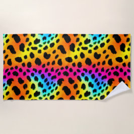 Farbenfrohe Regenbogen-Cheetah Nahtloses Muster Strandtuch