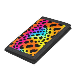 Farbenfrohe Regenbogen-Cheetah Nahtloses Muster Trifold Geldbörse