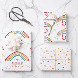 Farbenfrohe Regenbogen Confetti Custom Geschenkpapier Set
