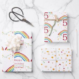 Farbenfrohe Regenbogen Confetti Custom Geschenkpapier Set