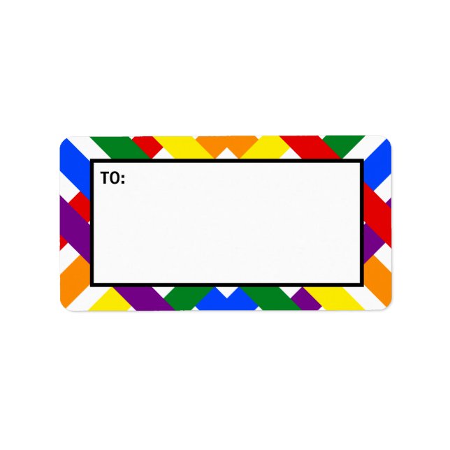 Farbenfrohe Regenbogen-Diagonal-Kreuzstreifen Adressaufkleber (Vorne)
