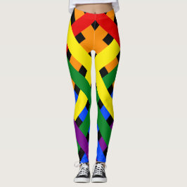Farbenfrohe Regenbogen-Diagonal-Kreuzstreifen Leggings