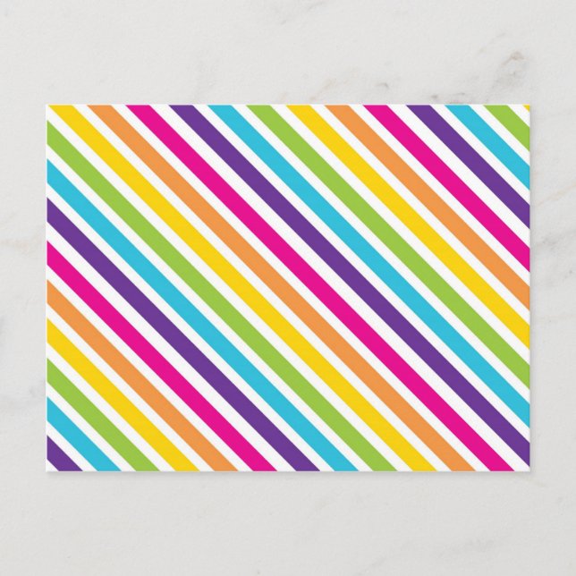 Farbenfrohe Regenbogen-Diagonale Streifen Geschenk Postkarte (Vorderseite)