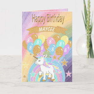 Farbenfrohe Regenbogen Einhorn Geburtstag Karte