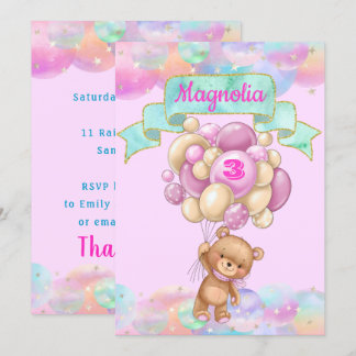 Farbenfrohe Regenbogen Einhorn Heißluftballon Gebu Einladung